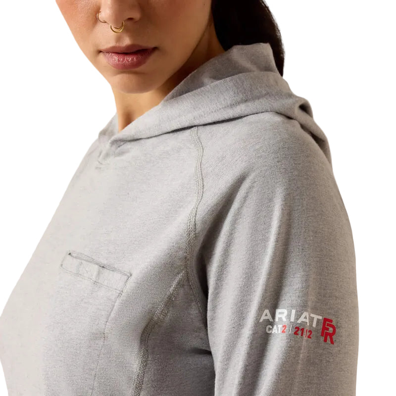 Ariat Women's FR Air Hooded Long Sleeve Top - Silver Fox Heather