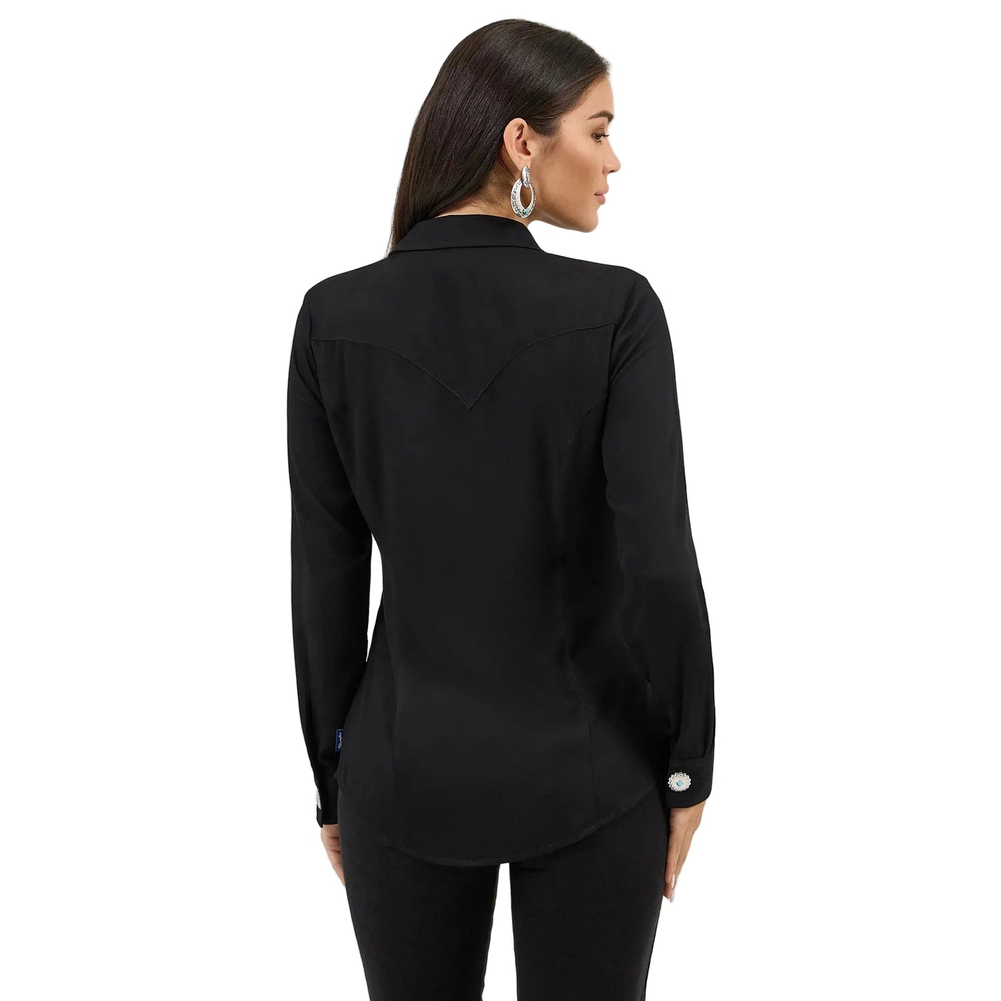 Wrangler Women's Long Sleeve Slim Concho Button Shirt - Black