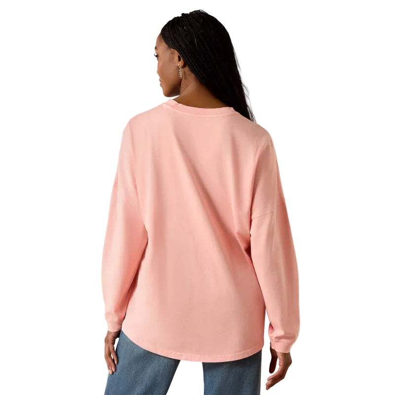 Ariat Women's Canvas Oversized Long Sleeve Tee Shirt - Peach Amber - Irvine Tack & Western Wear