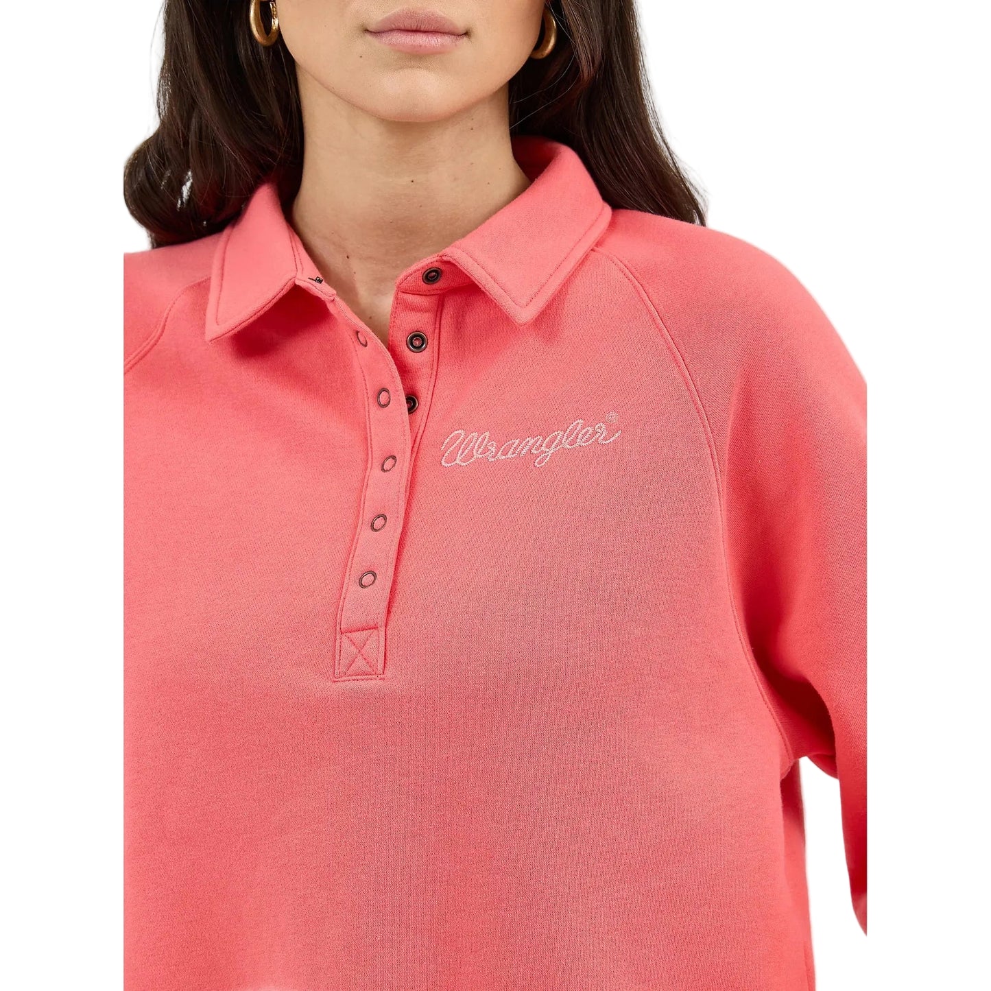 Wrangler Women's Retro Half Snap Collared Pullover - Pink