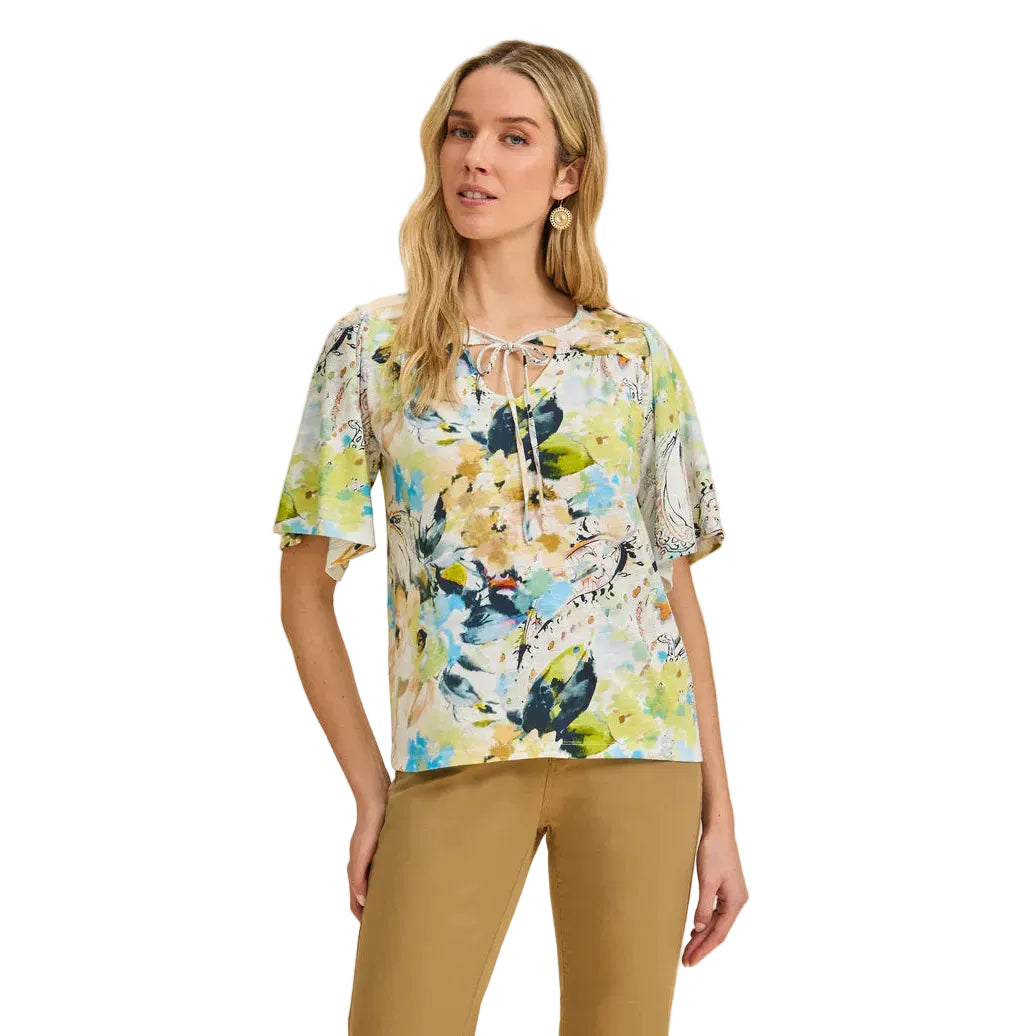 FDJ Women's Short Sleeve V Neck Shirt - Pacific Paisley - Irvine Tack & Western Wear