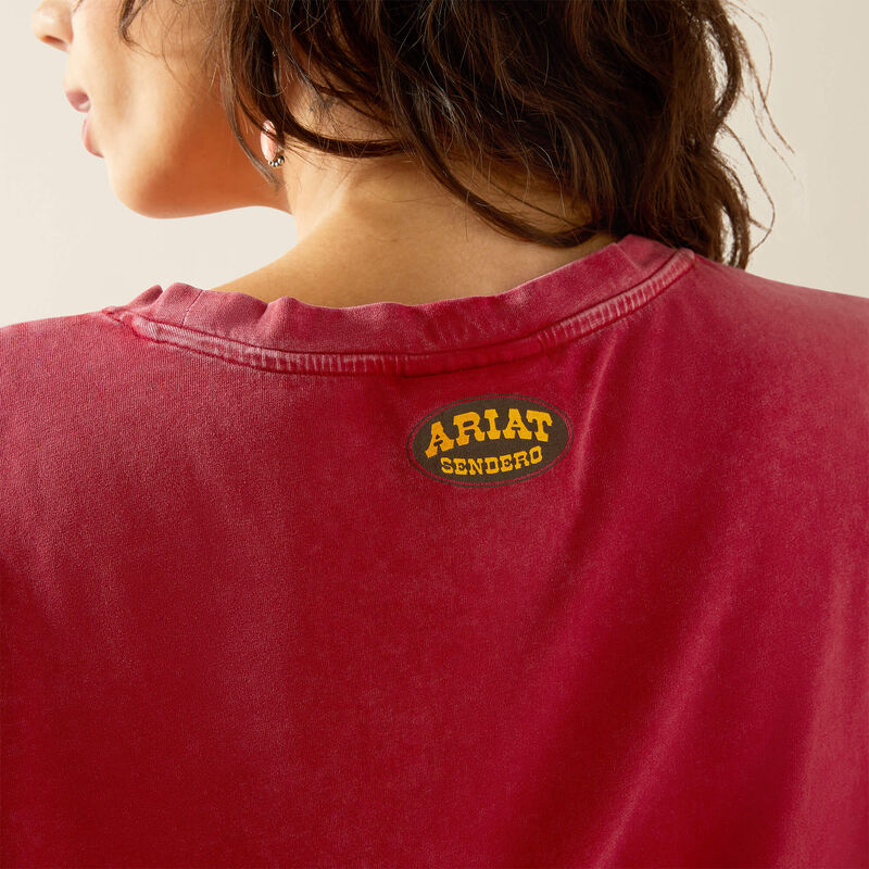 Ariat Women's Short Sleeve Sendero Slow Horses Tee Shirt- Biking Red Mineral Wash