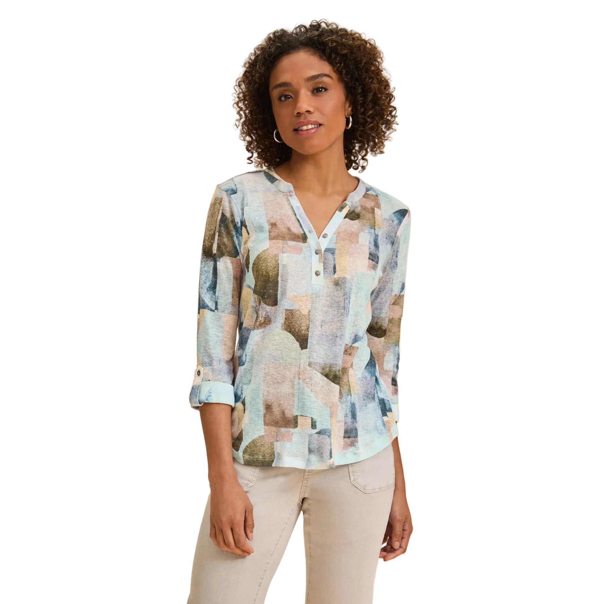 FDJ Women's 3/4 Sleeve Henley Top - Coppertone - Irvine Tack & Western Wear