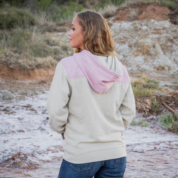 STS Ladies Whit Long Sleeve Hoodie - Cream/Light Pink