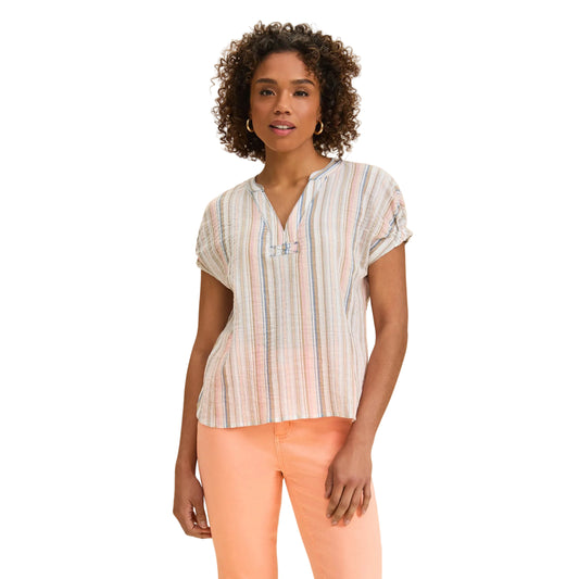 FDJ Women's Short Sleeve Striped Blouse - Multicoloured - Irvine Tack & Western Wear