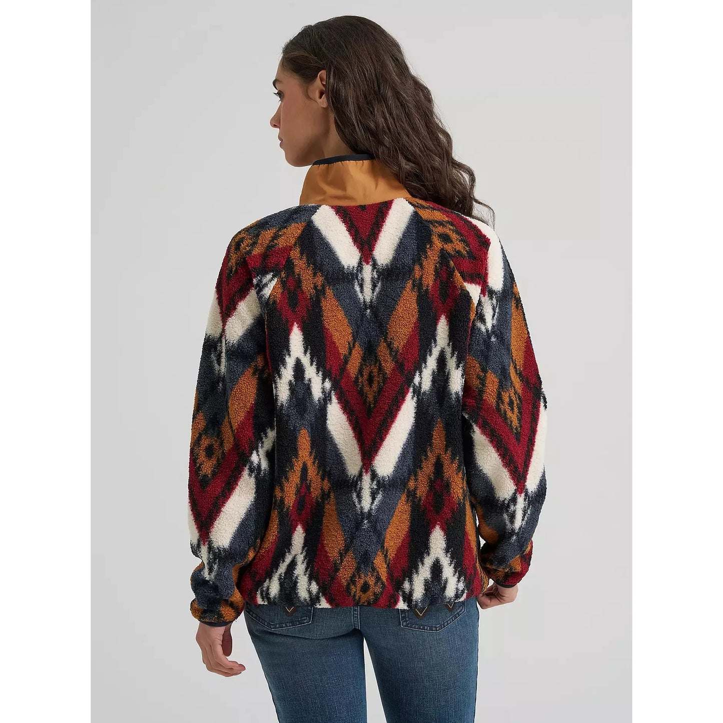 Wranger Women's Hay Away Big Sky Sherpa Snap Jacket - Blue/Brown