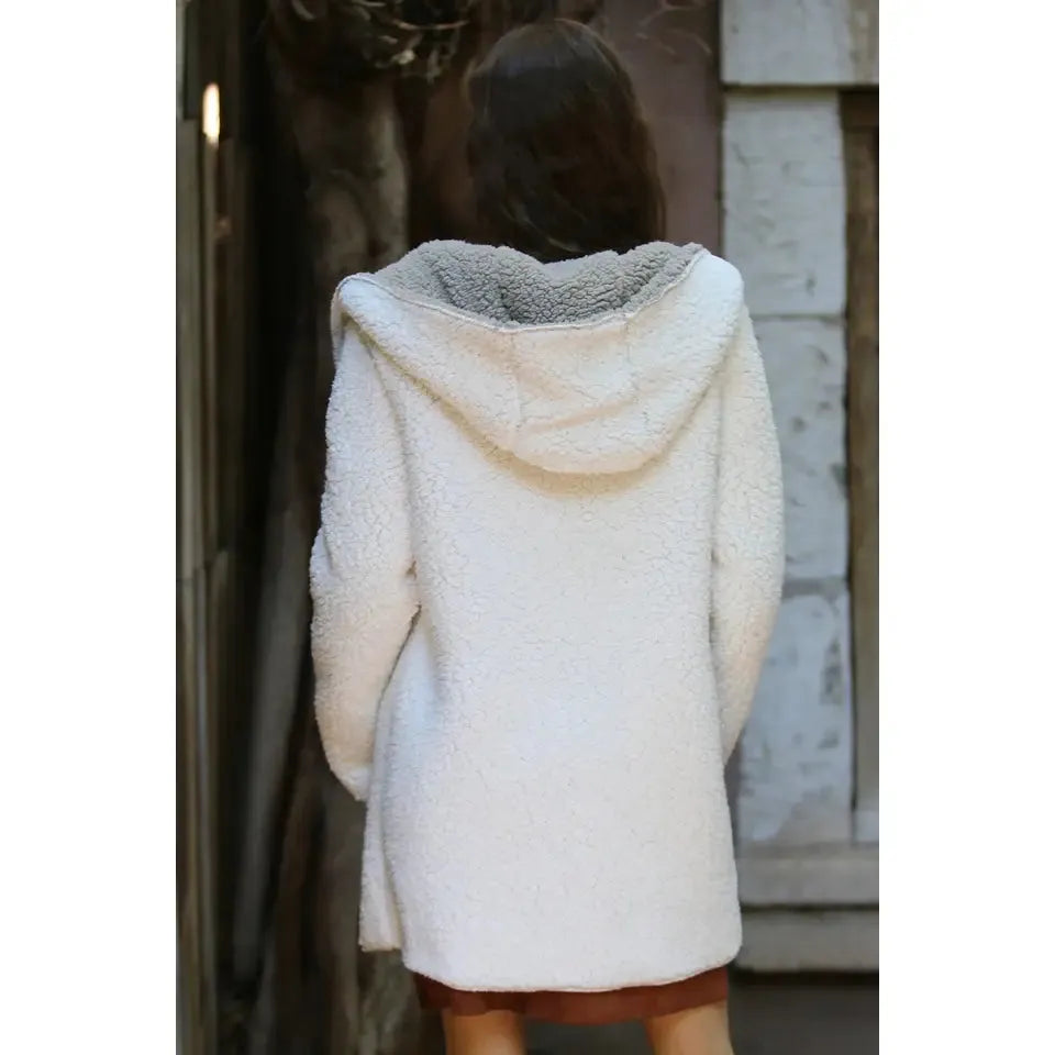 Angie Women's Super Soft Reversible Hooded Jacket - Ivory