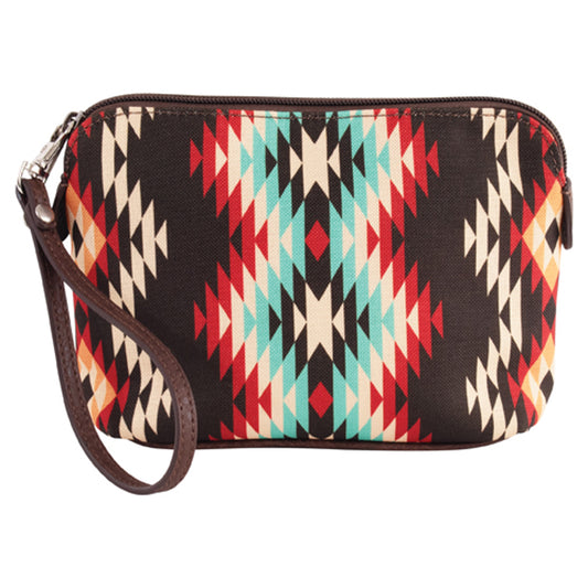Red Dirt Women's Southwestern Pattern Cosmetic Pouch - Brown/Red/White/Turquoise