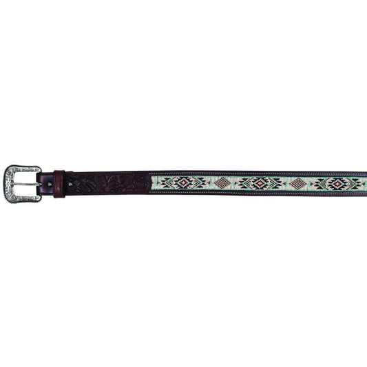 Red Dirt Hat Co Women's Turquoise Seed Beaded Inlay Belt - Dark Brown