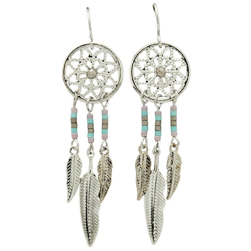 Live Beautifully Earrings - Turquoise Dreamcatcher