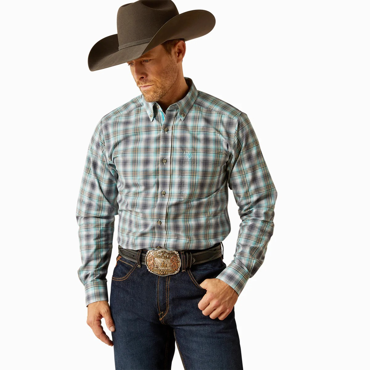 Ariat Men's Piers Fitted Long Sleeve Shirt - Teal