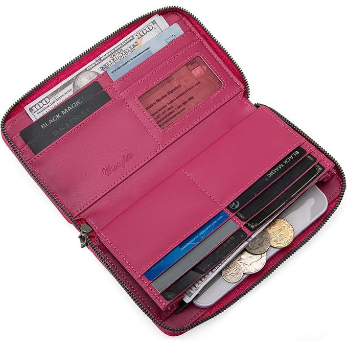 Wrangler Leather Embroidered Wallet/Wristlet - Multiple Colours