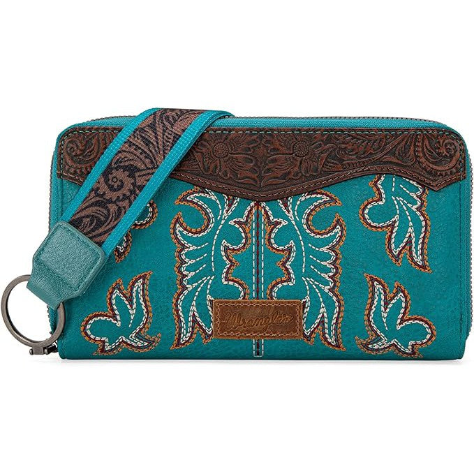 Wrangler Leather Embroidered Wallet/Wristlet - Multiple Colours