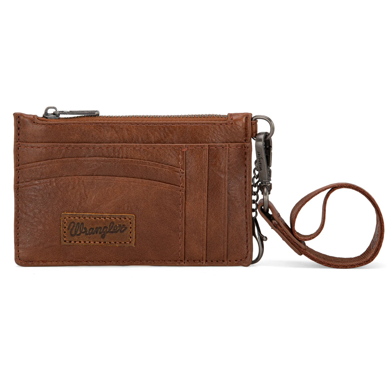 Wrangler Solid Colour Key Chain Wristlet Car Wallet- Brown