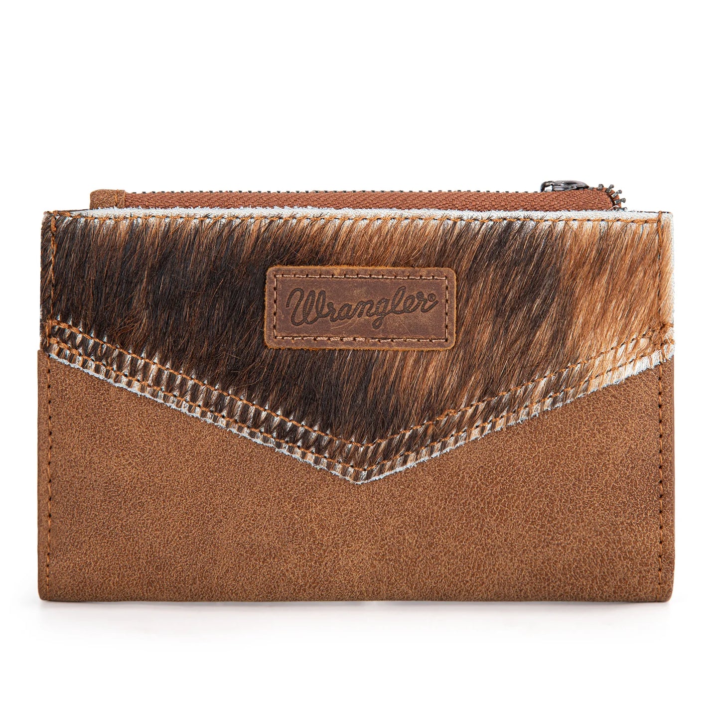 Wrangler Hair On Cowhide Card Holder Bi-Fold Wallet-Multiple Colors