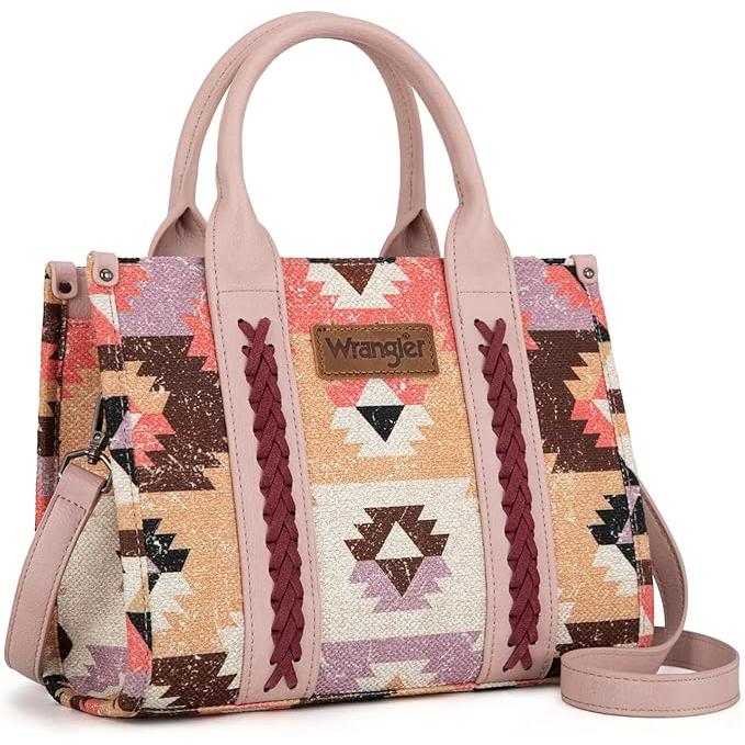 Wrangler Southwestern Pattern Dual Sided Print Tote/Crossbody-Multiple Colors