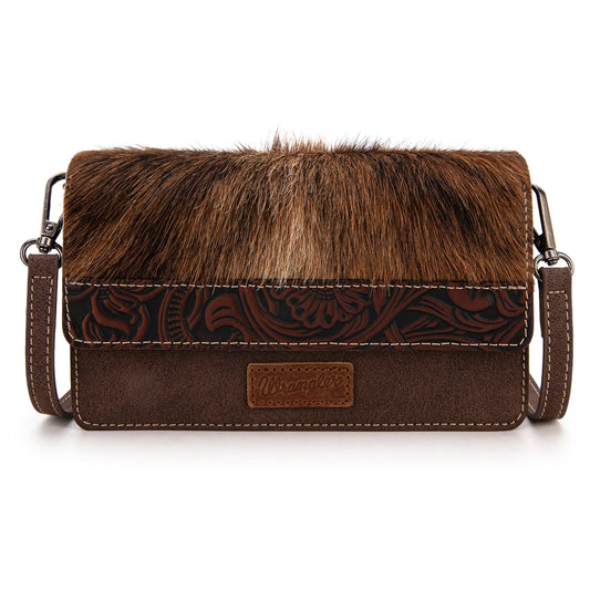 Wrangler Genuine Hair On Cowhide Crossbody Wallet-Multiple Colors
