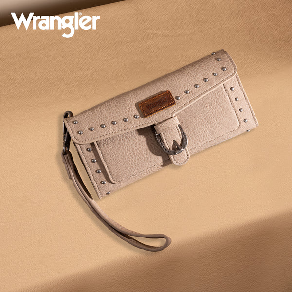 Wrangler Western Trifold Wallet/Wristlet with Detachable Credit Card Holder- Multiple Colors