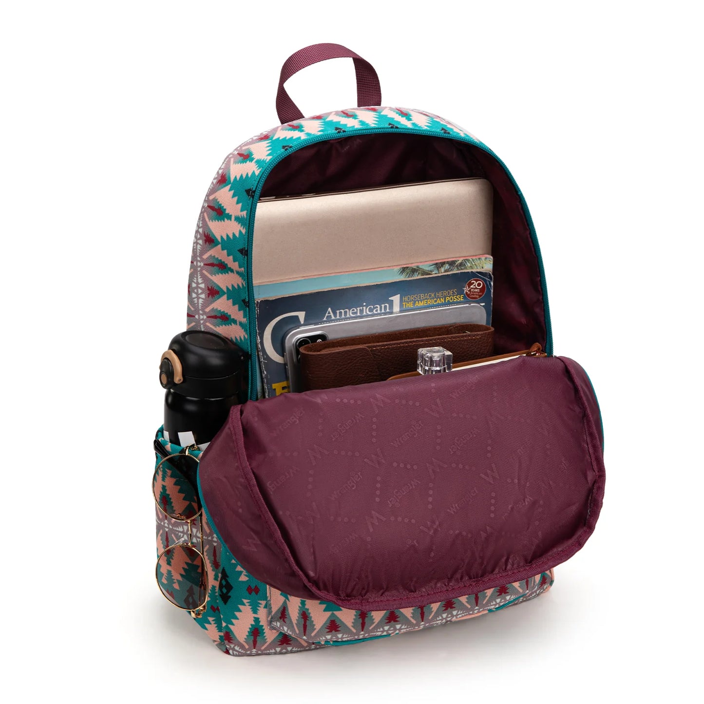 Wrangler Aztec Print Backpack- Turquoise