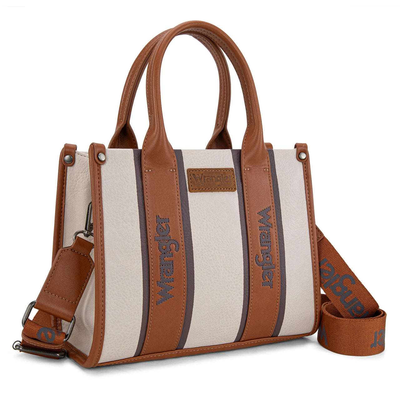 Wrangler Colour Block Crossbody Tote- Brown