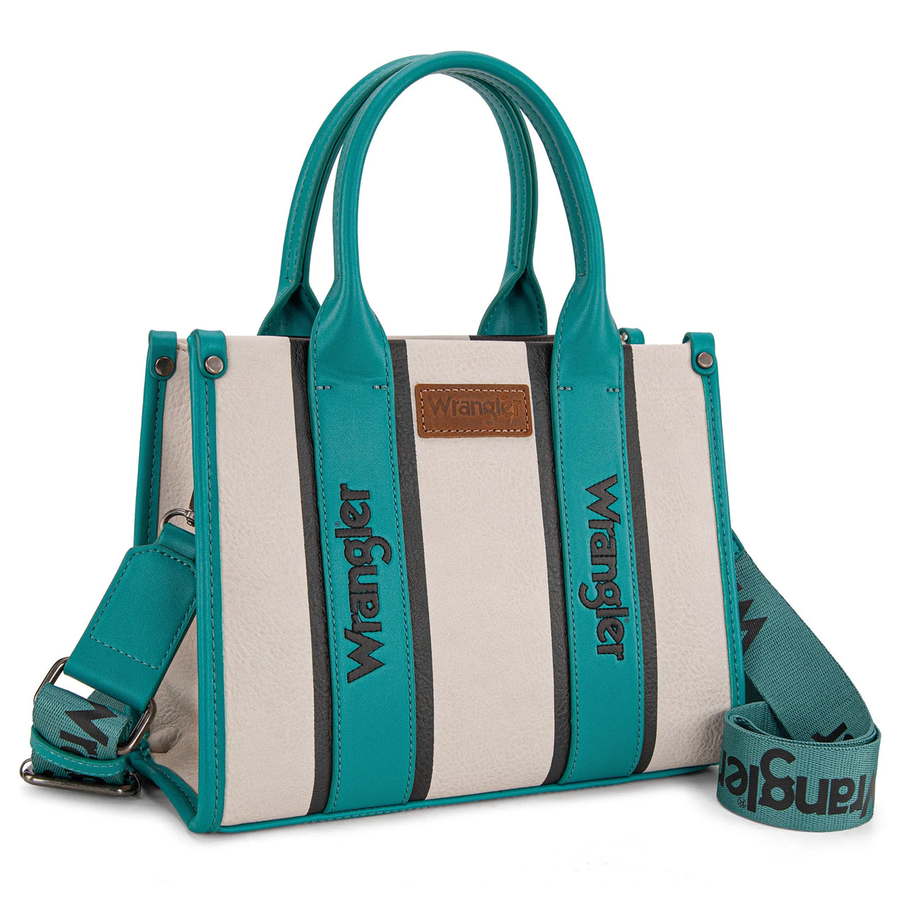 Wrangler Colour Block Crossbody Tote- Turquoise