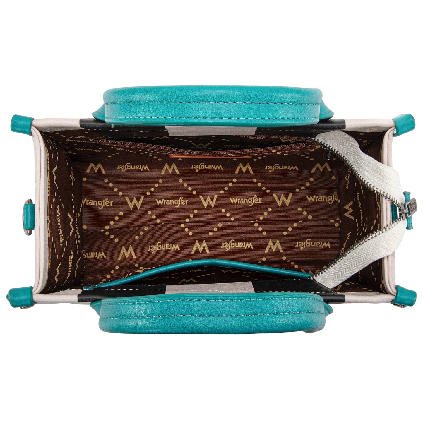 Wrangler Colour Block Crossbody Tote- Turquoise
