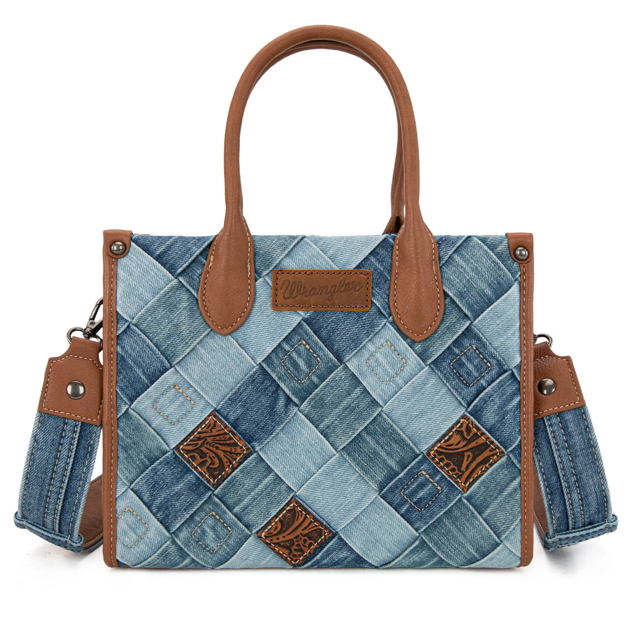 Wrangler Denim Woven Concealed Carry Tote Crossbody- Jean