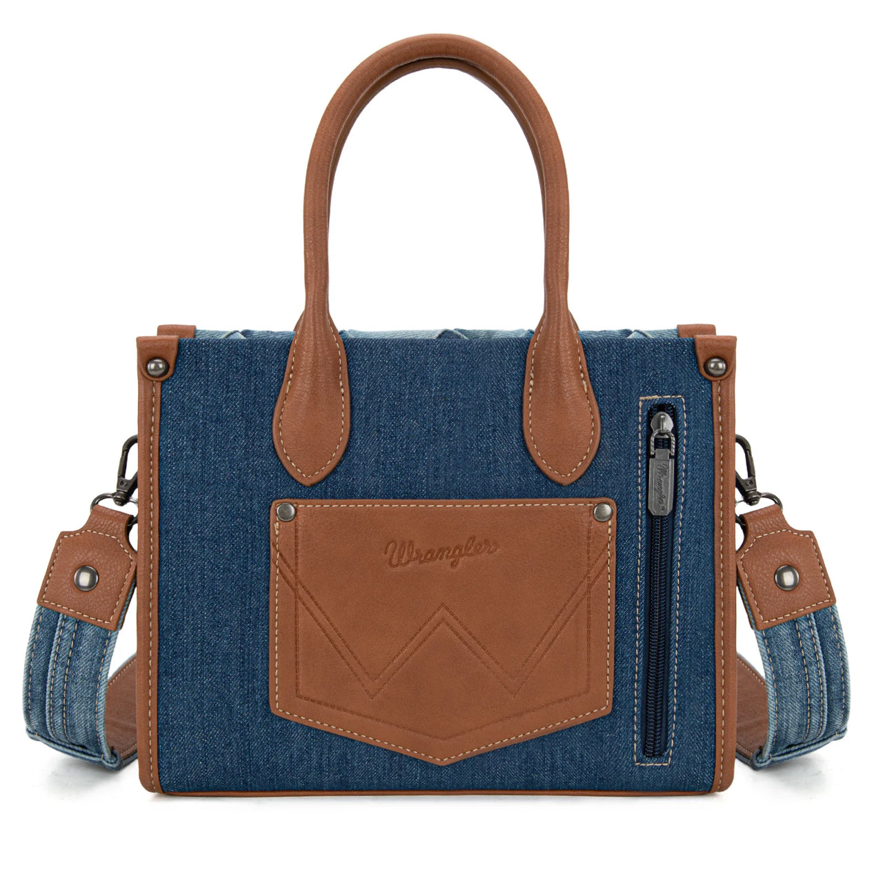 Wrangler Denim Woven Concealed Carry Tote Crossbody- Jean