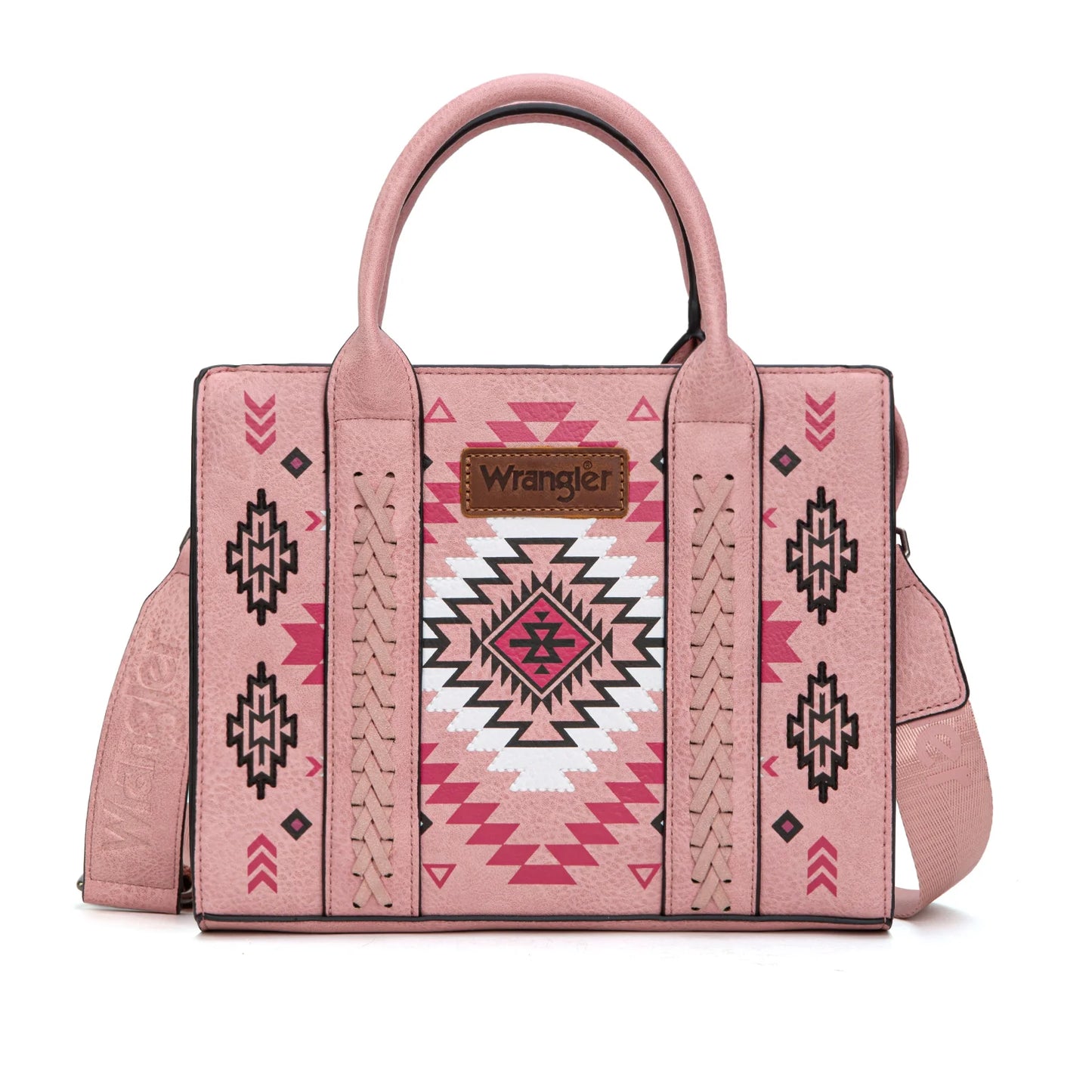 Wrangler Aztec Pattern Print Tote Crossbody- Pink