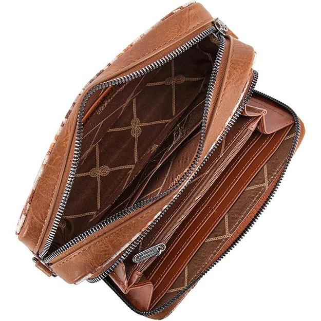 Montana West Southwest Pattern Dual Sided  Crossbody Purse with Wallet Compartment- Multiple Colors