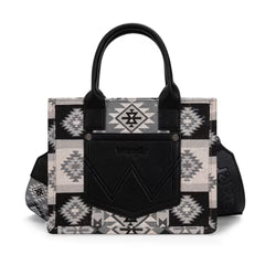 Wrangler Aztec Pattern Dual Sided Tote Crossbody Bag- Black