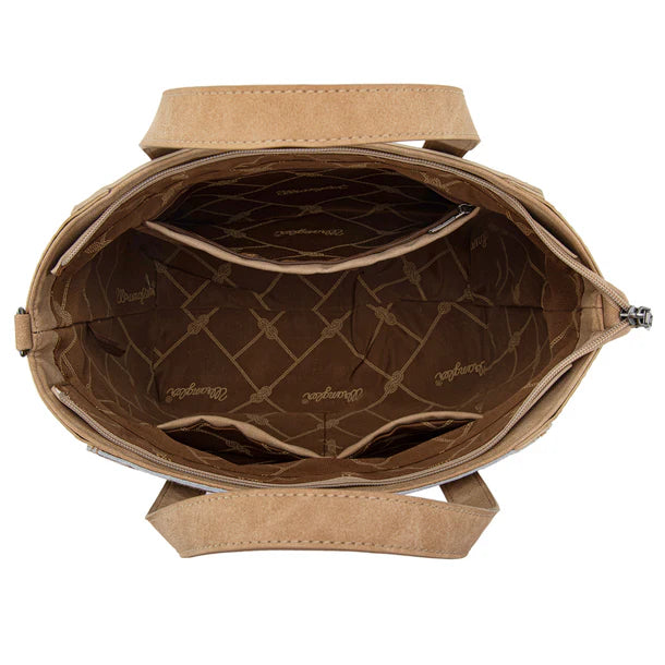 Wrangler Genuine Hair On Cowhide Tote Crossbody-Tan