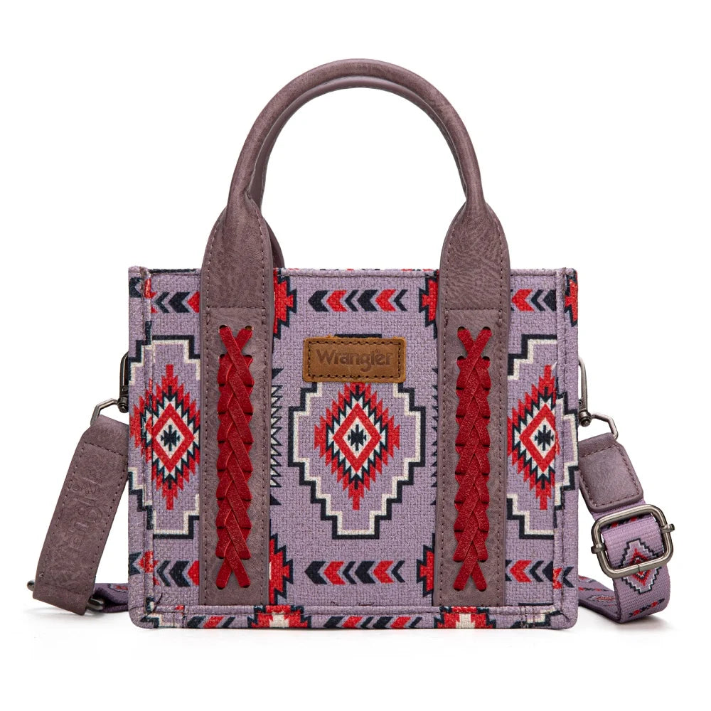 Wrangler Aztec Print Braided Detail Tote Bag- Multiple Colours