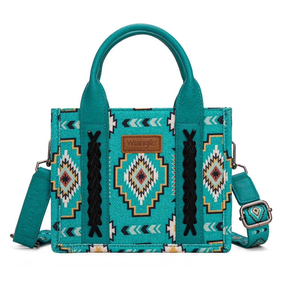 Wrangler Aztec Print Braided Detail Tote Bag- Multiple Colours