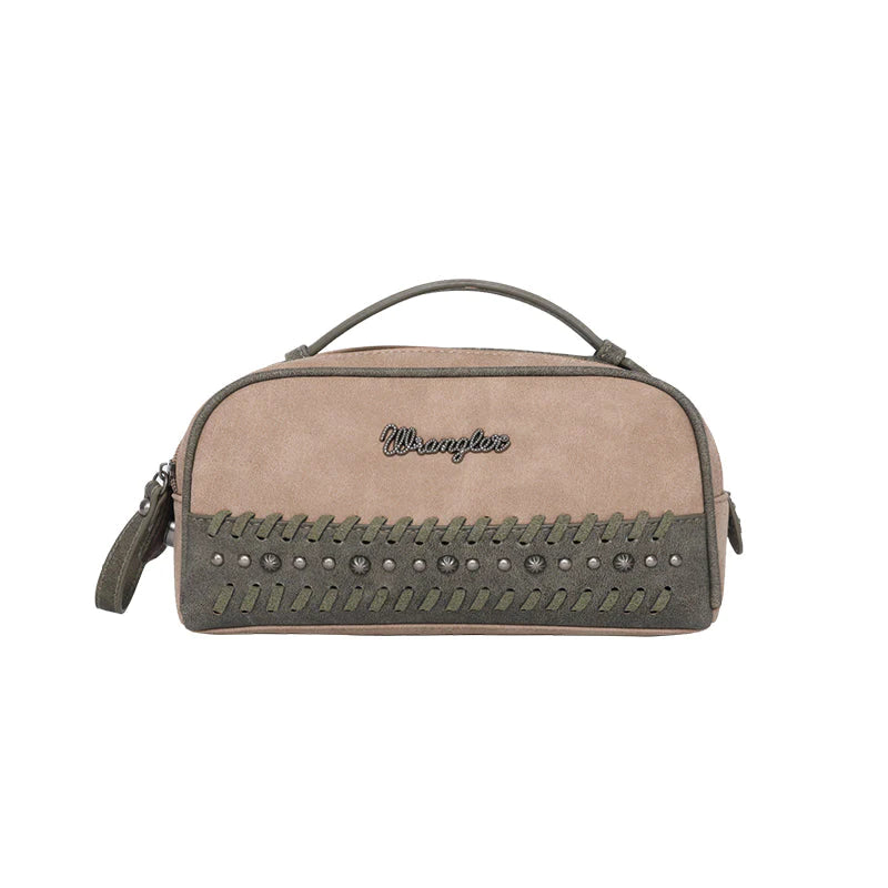 Wrangler Whipstitch Studded Travel Pouch - Tan