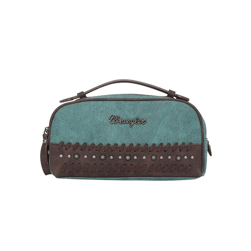 Wrangler Whipstitch Studded Travel Pouch - Turquoise