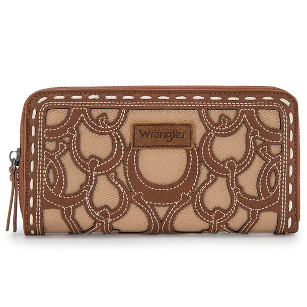 Wrangler Women's Horseshoe Cut Out Zip Around Wallet- Multiple Colours