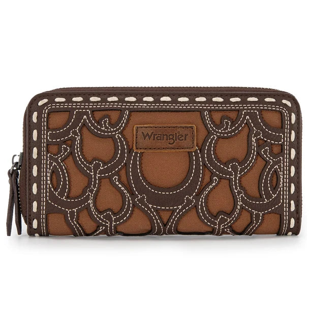 Wrangler Women's Horseshoe Cut Out Zip Around Wallet- Multiple Colours
