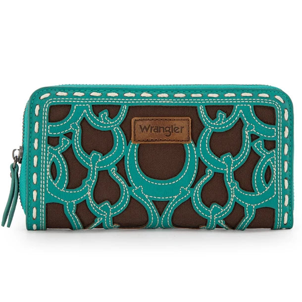 Wrangler Women's Horseshoe Cut Out Zip Around Wallet- Multiple Colours