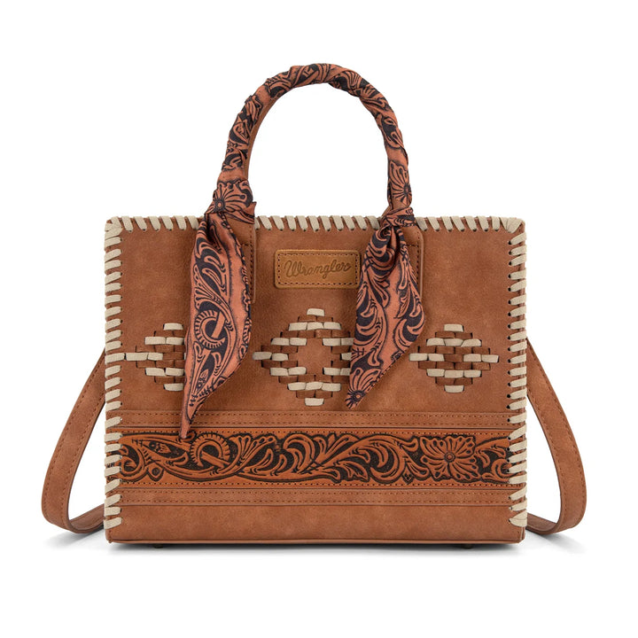 Wrangler Whipstitch Aztec Crossbody with Scarf Handle- Multiple Colours