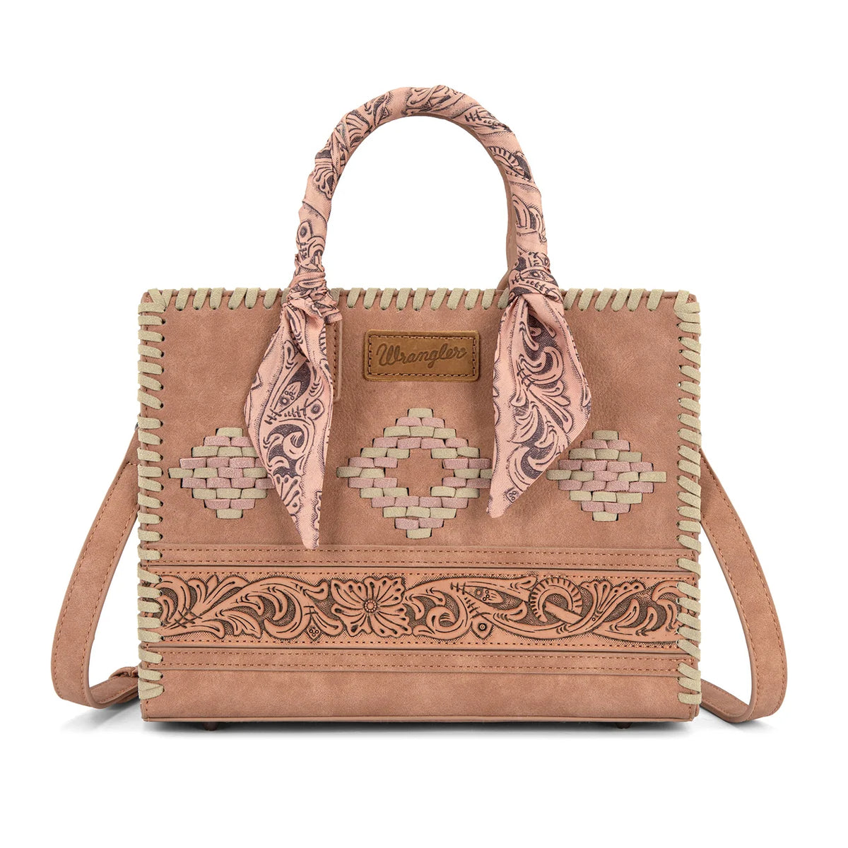 Wrangler Whipstitch Aztec Crossbody with Scarf Handle- Multiple Colours