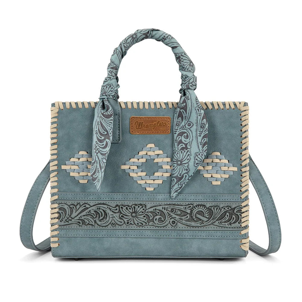 Wrangler Whipstitch Aztec Crossbody with Scarf Handle- Multiple Colours