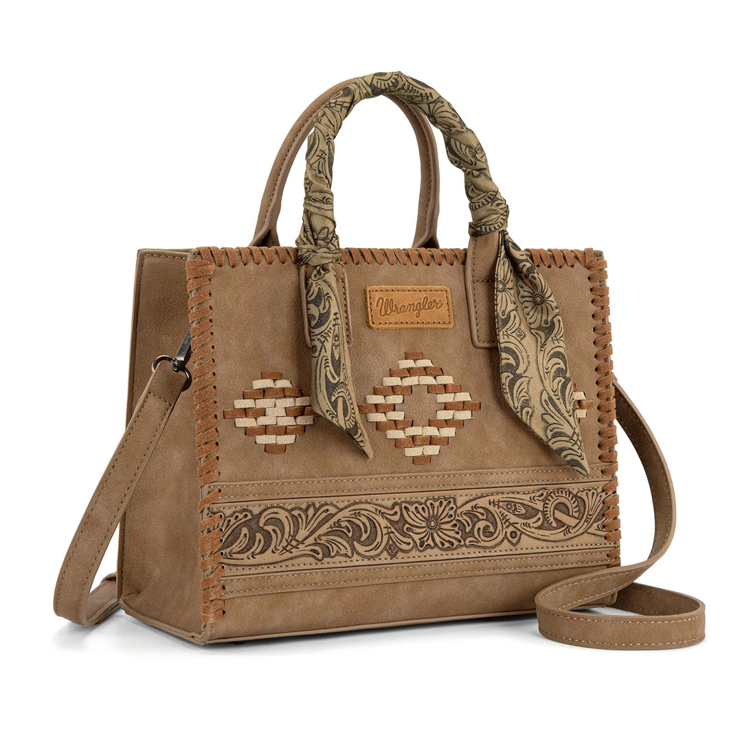 Wrangler Whipstitch Aztec Crossbody with Scarf Handle- Multiple Colours