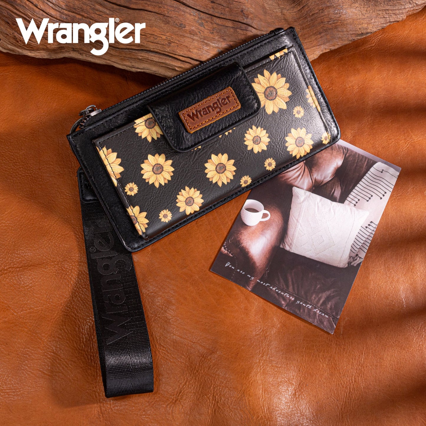 Wrangler Sunflower Print Card Wallet/Wristlet- Multiple Colours