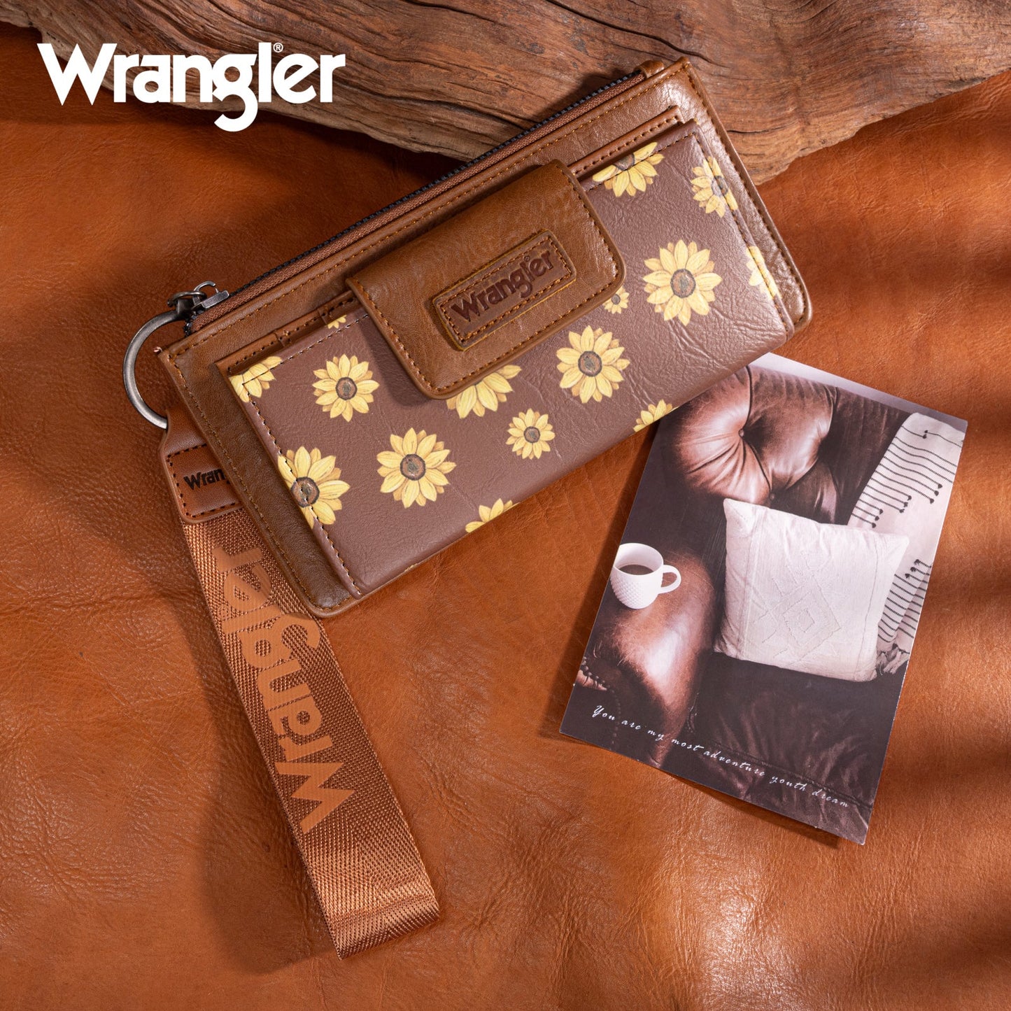 Wrangler Sunflower Print Card Wallet/Wristlet- Multiple Colours