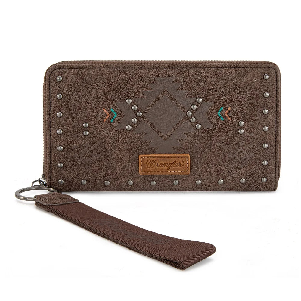 Wrangler Aztec Studded Zip Around Wallet-Multiple Colours