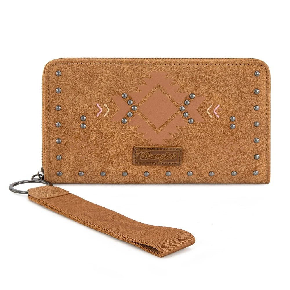 Wrangler Aztec Studded Zip Around Wallet-Multiple Colours