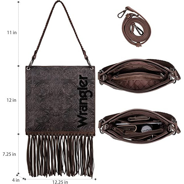 Wrangler Hobo Embossed Fringe Crossbody