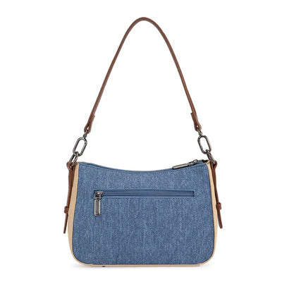 Wrangler Women's Western Contrast Stitch Chevron Denim Satchel Bag- Jean