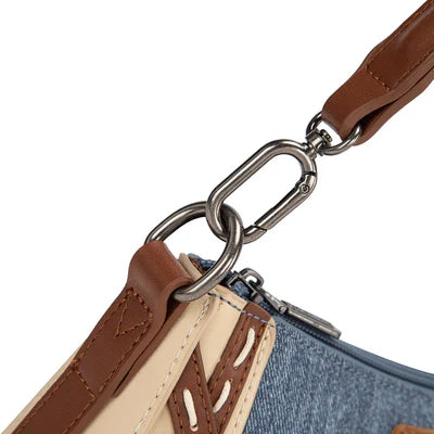 Wrangler Women's Western Contrast Stitch Chevron Denim Satchel Bag- Jean